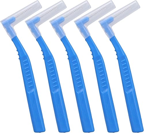 Fdit 5 cepillos interdentales en forma de L para colocar y quitar eficazmente los aparatos ortopédicos adecuados para el cuidado dental (azul)