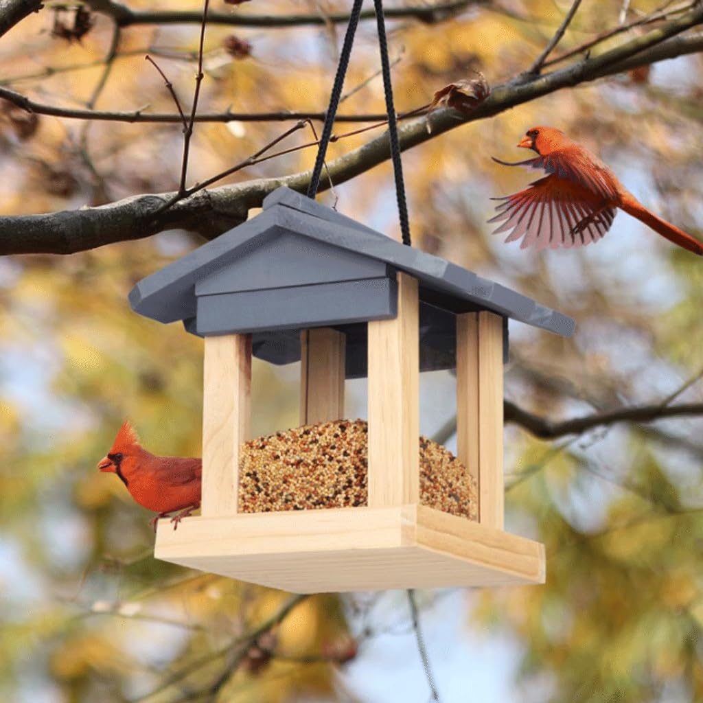 Karmnik dla ptaków Houten Vogelvoeder Eekhoornbestendige Vogelvoeders Wild Hangende Vogelvoer Zaden Schuilplaats voor Buiten Tuin Patio