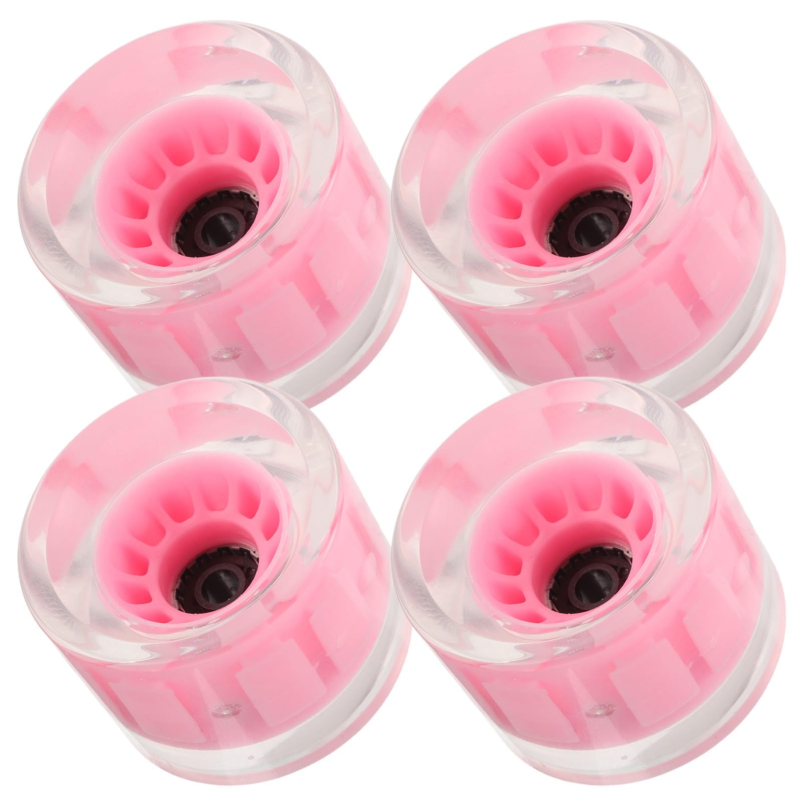 4 Ruedas de Patineta Cruiser de PU Rosa Luz LED Intermitente, Repuesto para Longboard Profesional, Compatibles Estilos Variados de Patinaje y Terrenos Urbanos