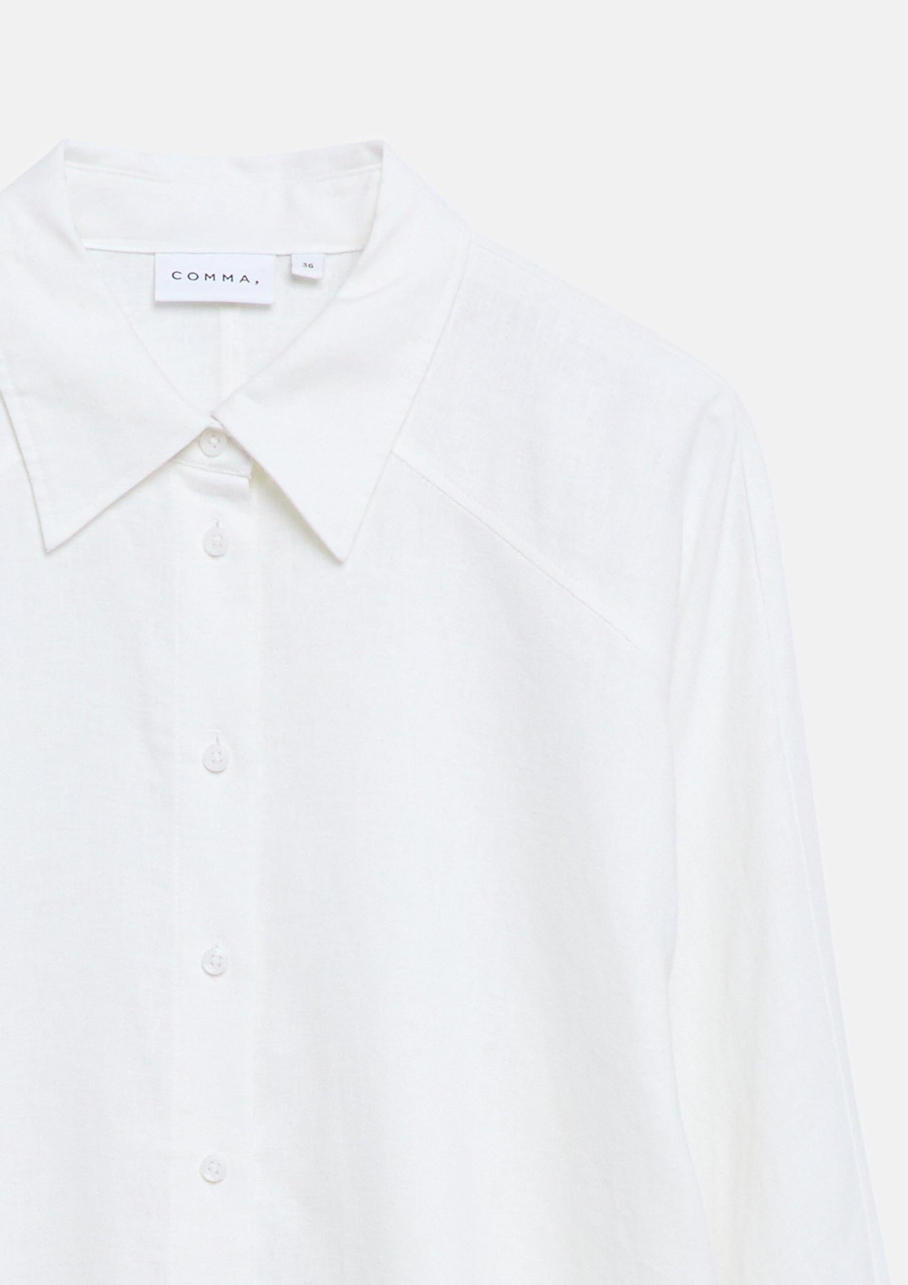 Comma Damen Bluse aus Leinenmix – Relaxed Fit, Fledermausärmel, durchgeknöpft