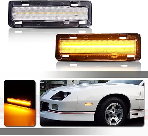 para 1982-1992 Pontiac Firebird, 1982-1992 Chevy Camaro Luz de Marcador Lateral del Parachoques Delantero, Señal de Giro, Luz LED Ámbar, Lente