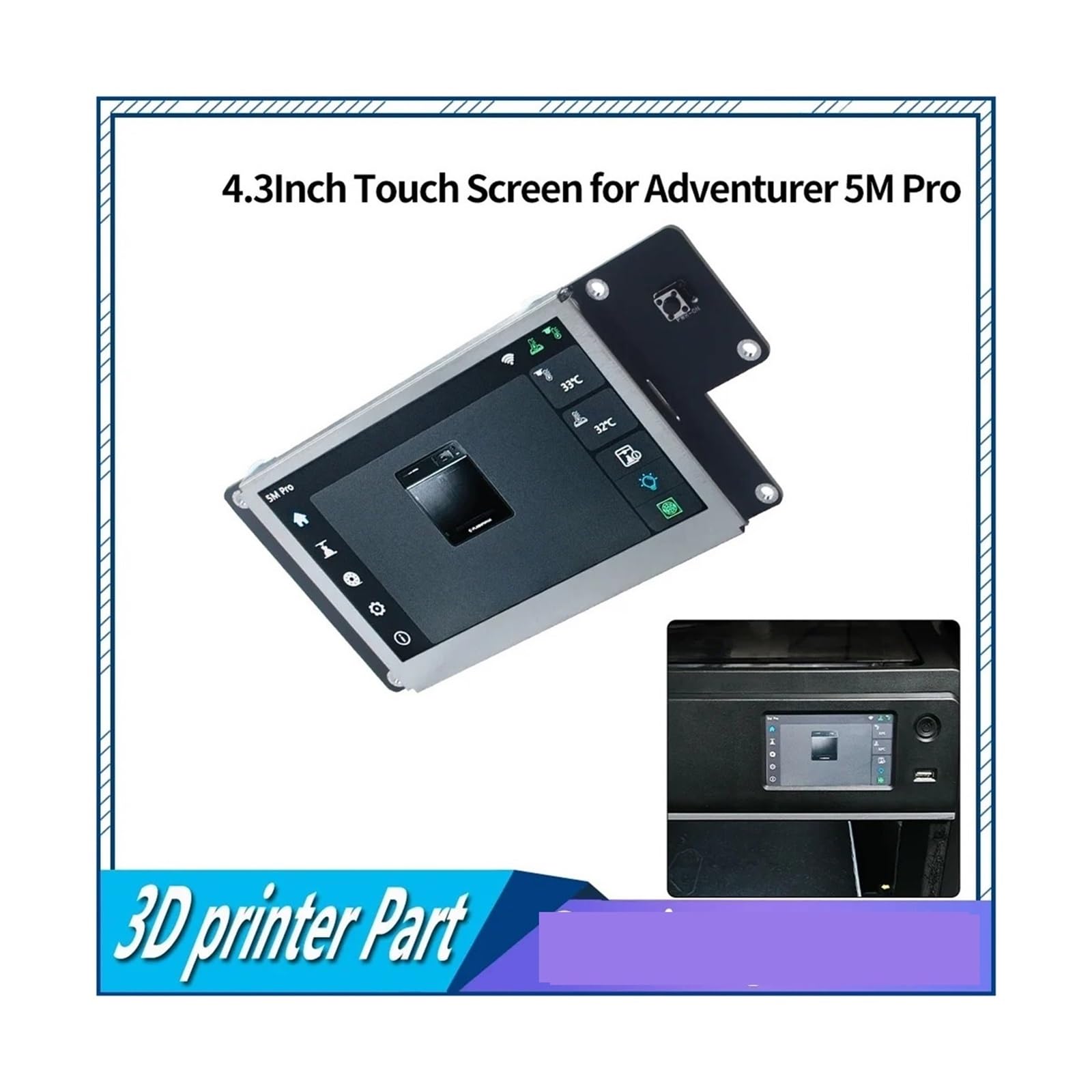 Schermo Touch 4.3 Pollici Compatibile Con Flashforge AD5M Pro | Stampa 3D, controllo touch, display chiaro, installazione semplice, accessorio sostitutivo