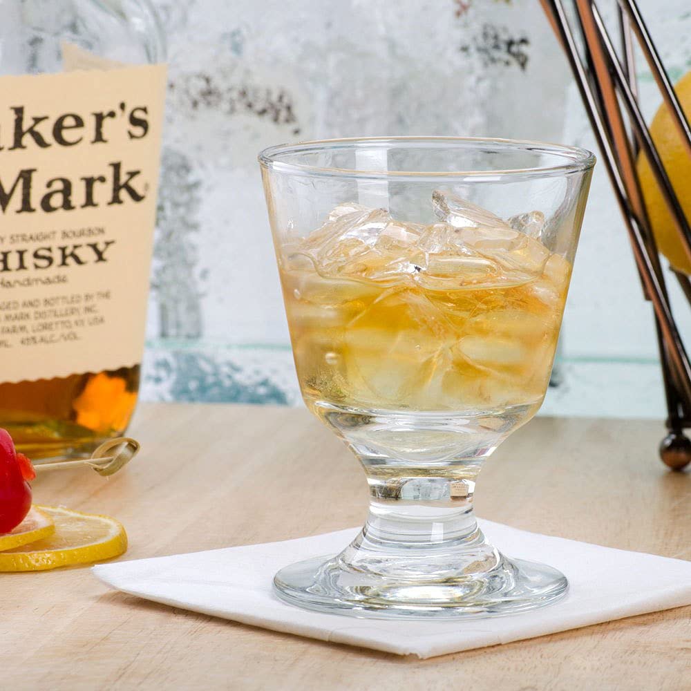 Embassy Libbey 3746 5.5 oz Footed Rocks Glass, SET OF 6 w/HHS Party Picks