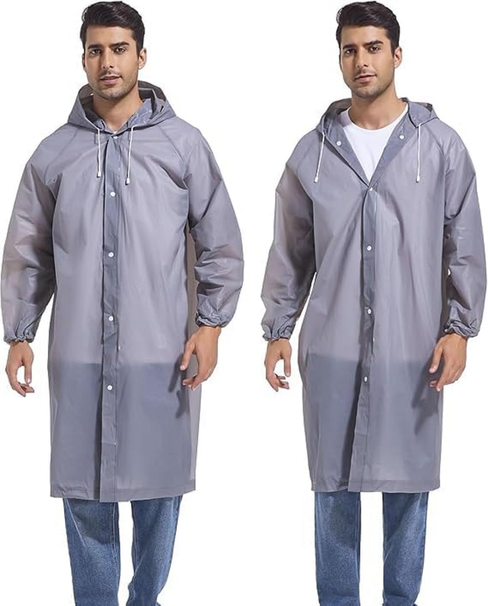 Waterproof EVA Raincoat for Men & Women with Hood, Reusable Full-Length Hooded Rain Poncho, Lightweight Button Closure Rain Wear for Bike Riding, Travel, Hiking, Camping & Outdoor Use-image-25