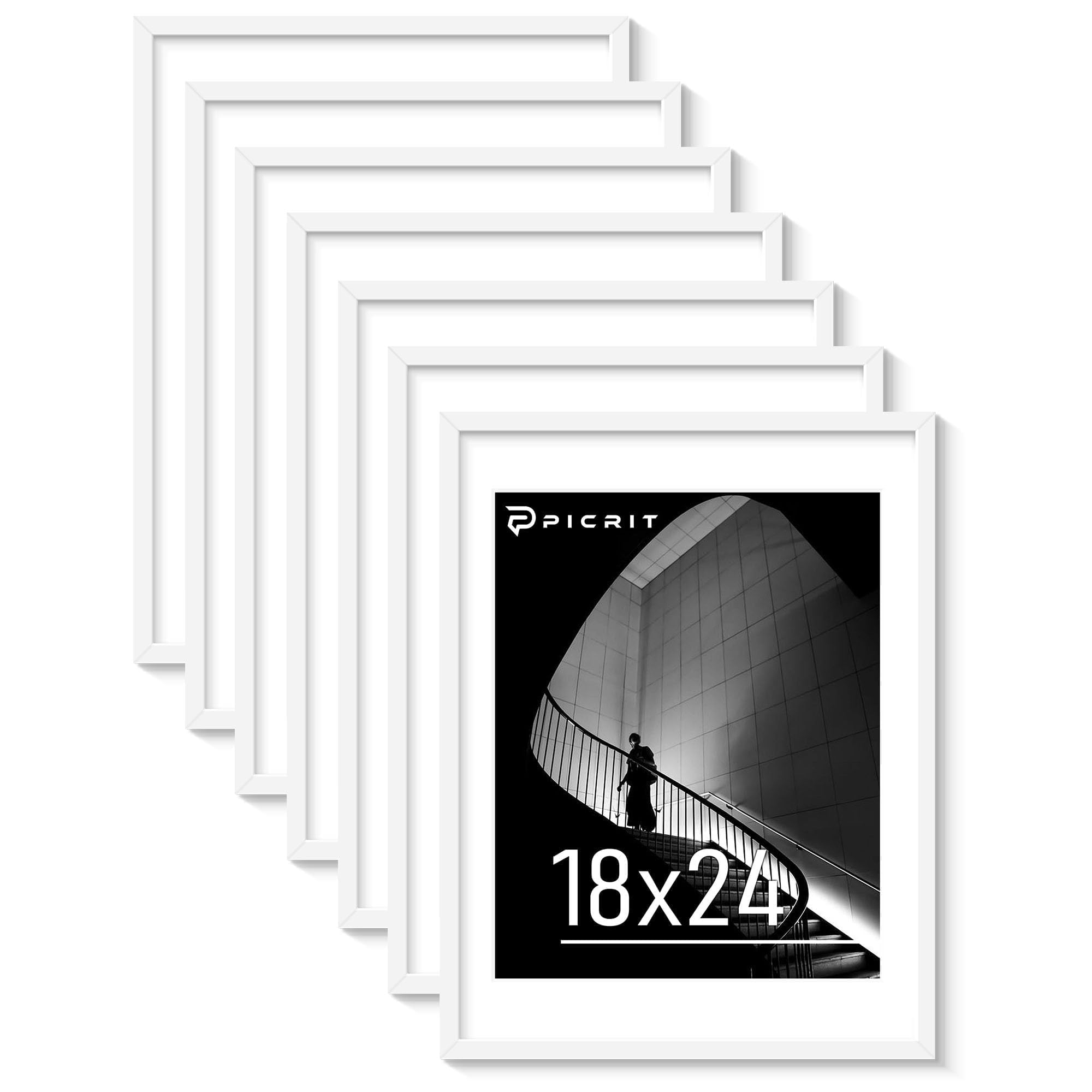 Picrit 18x24 Picture Frame Set of 7, White Poster Frames for Wall