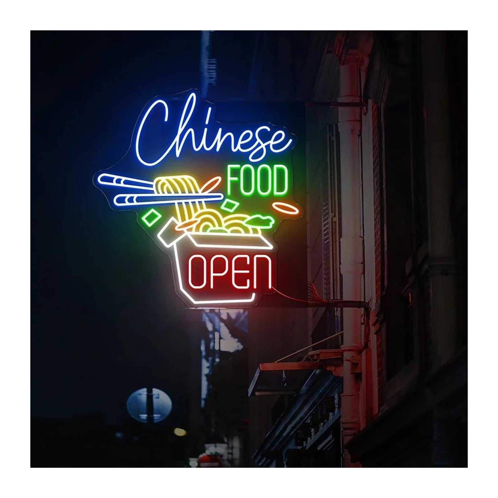 Shouxi A Sign Lamp Chinese Food Open Neon Sign Ramen Bowl Noodles Restaurant Kitchen Bar Decoration Business 60Cm(A)