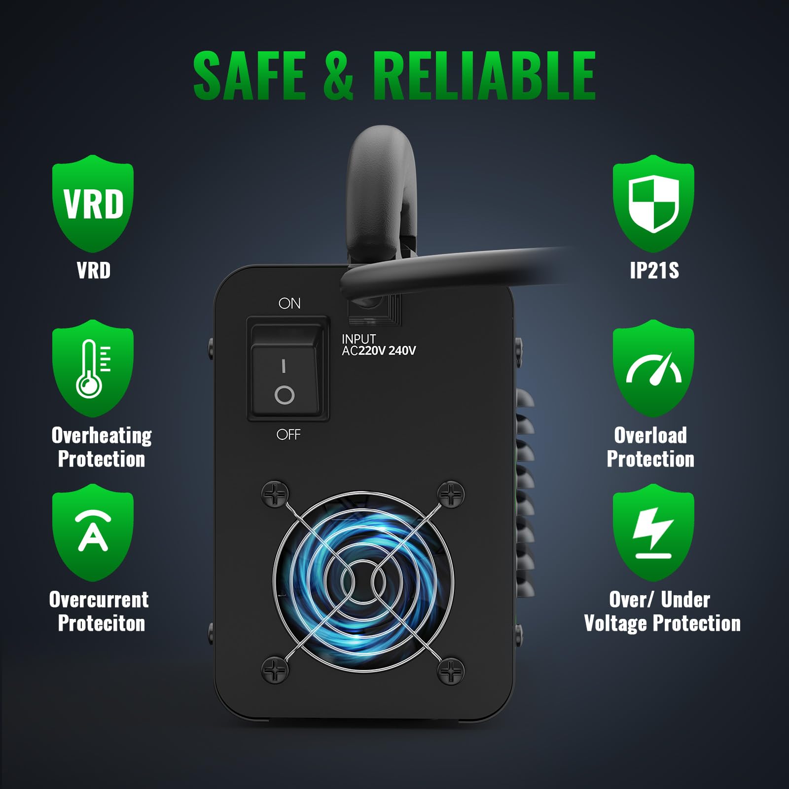 145A Saldatore ad Arco 3 in 1 MMA/pistola da Piscina/LIFTTIG Saldatrice IGBT Inverter Mini Saldatore Portatile a Bastone 240V Avviamento a Caldo Forza ARC Antiaderente Con Display LED