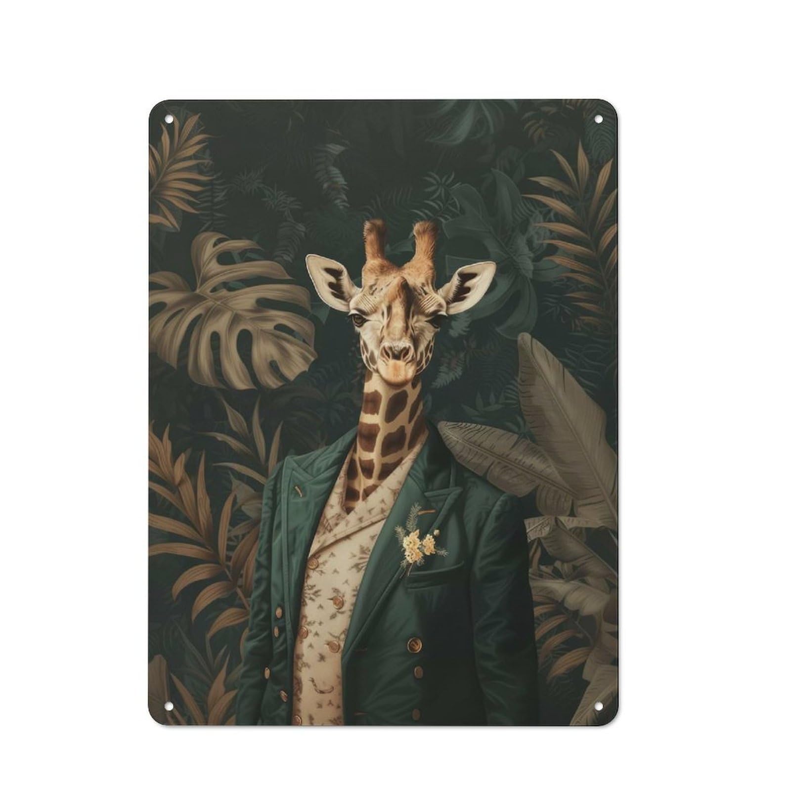 Outdoor Room Rustic Tin Sign 40x30cm Featuring Elegant Giraffe Botanical, Shed Wall Decor for Greenhouse, Garden Room, Cafe Or Entryway