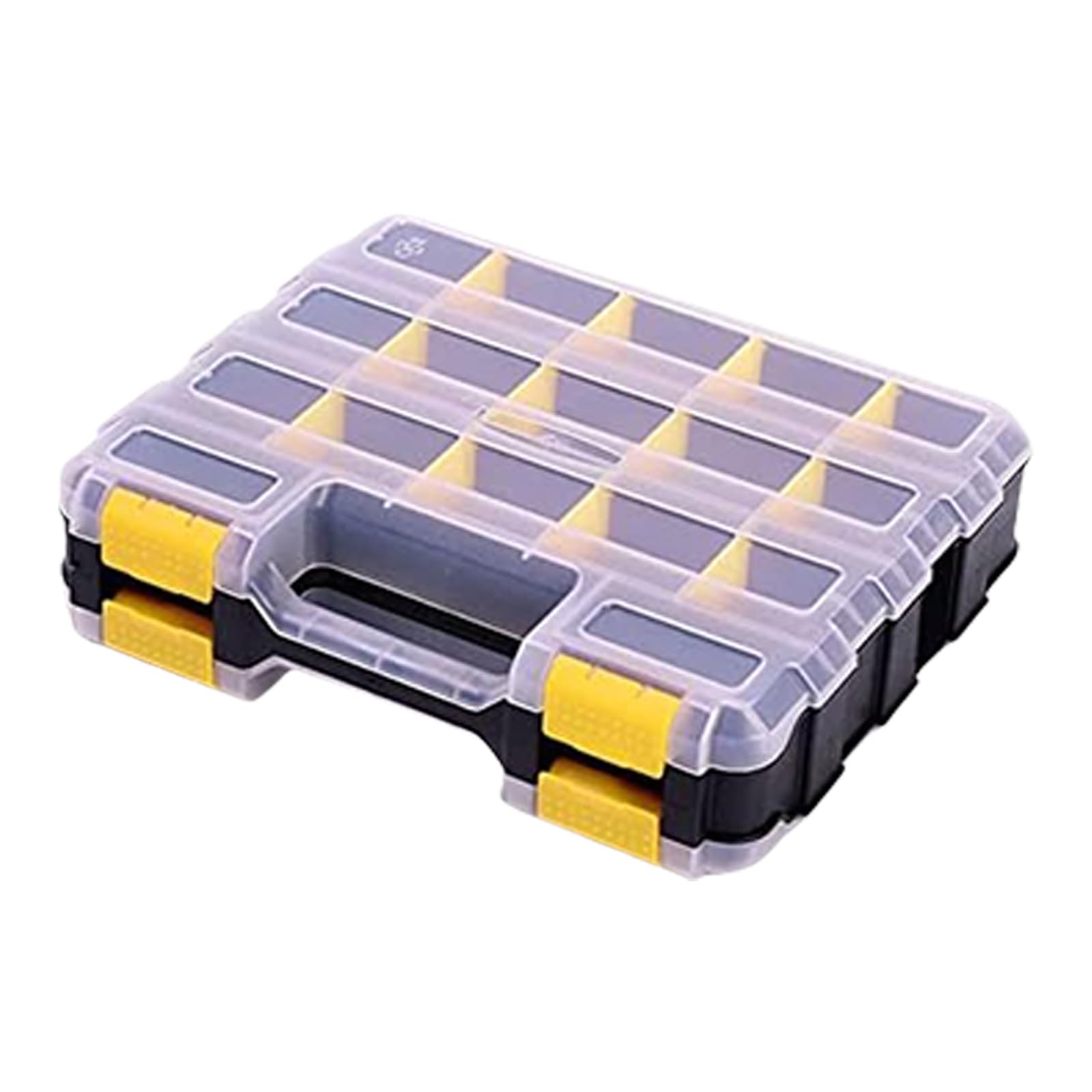 Tool Box with Clear Lid Double Side 34-Compartments Organizers Box with Removable Dividers for Hardware, Screws Removable Compartment Organizers