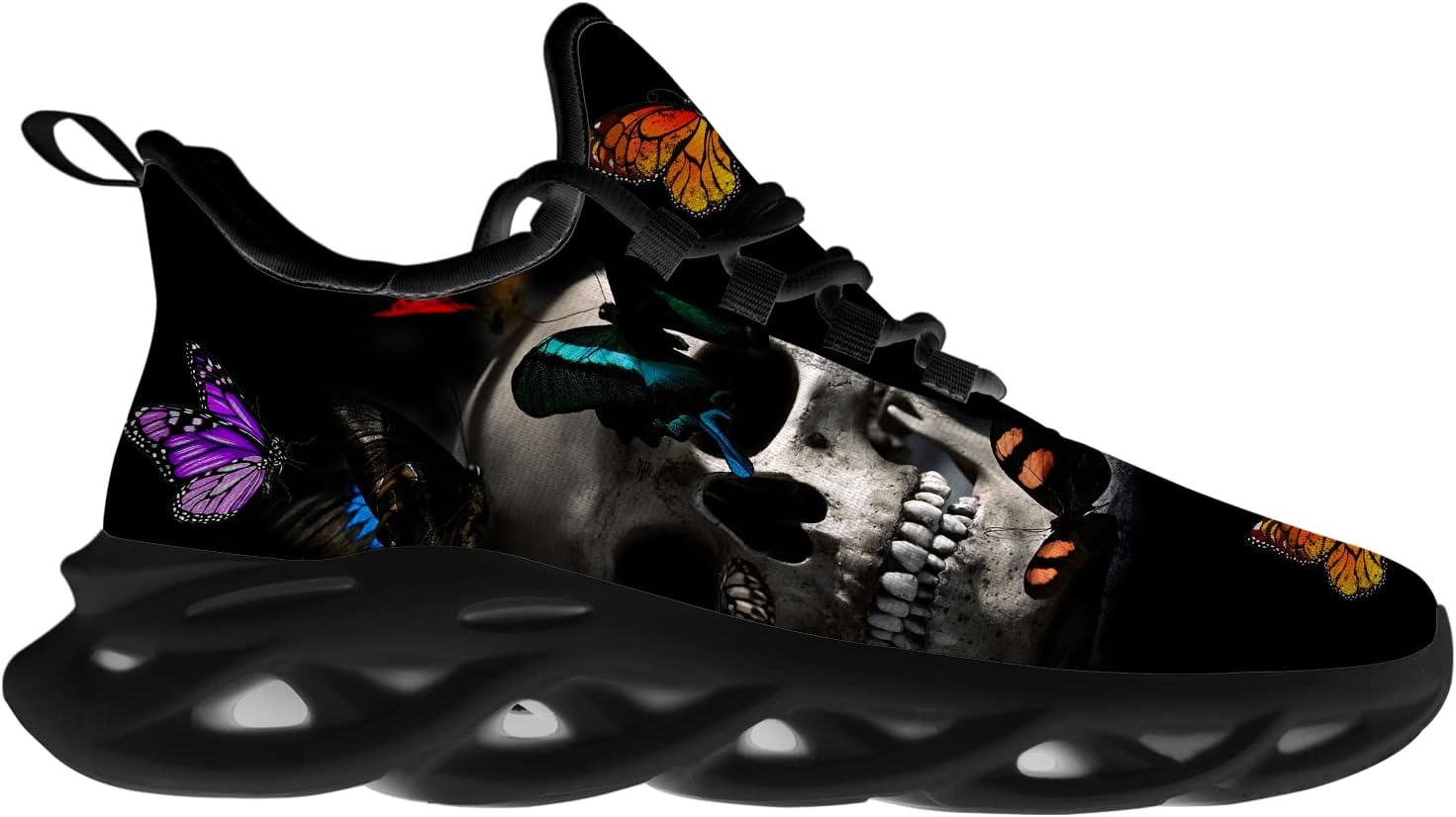 Ciadoon Skull Shoes for Women Men Road Running Cross Training Walking Tennis Lightweight Sneakers Retro Shoes Gifts for Him Her