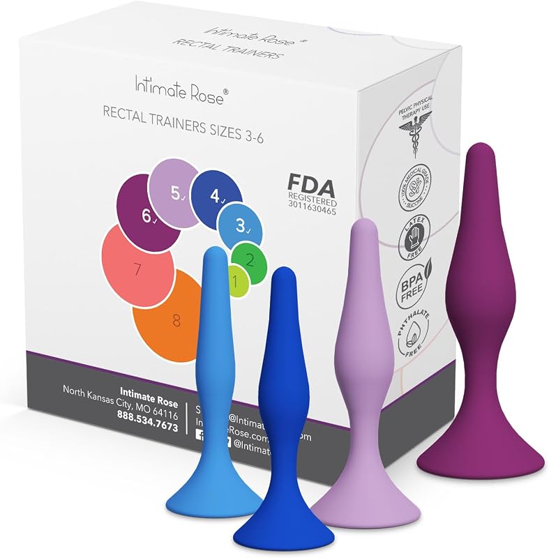 Rectal Dilator Trainer Set for Men and Women 4-Pack, Sizes 3-6 | Pelvic Floor Therapy Tool, Medical Grade Silicone, FDA Registered