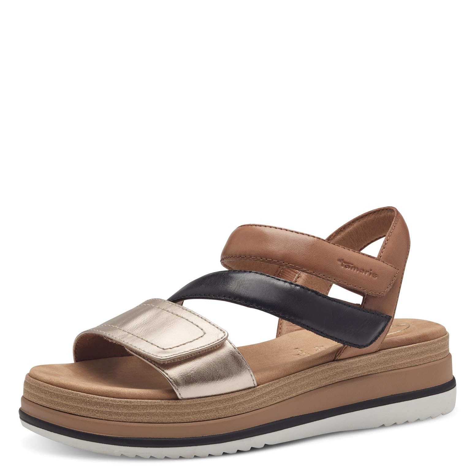 Tamaris COMFORT Damen Sandalen flach aus Leder mit Klettverschluss