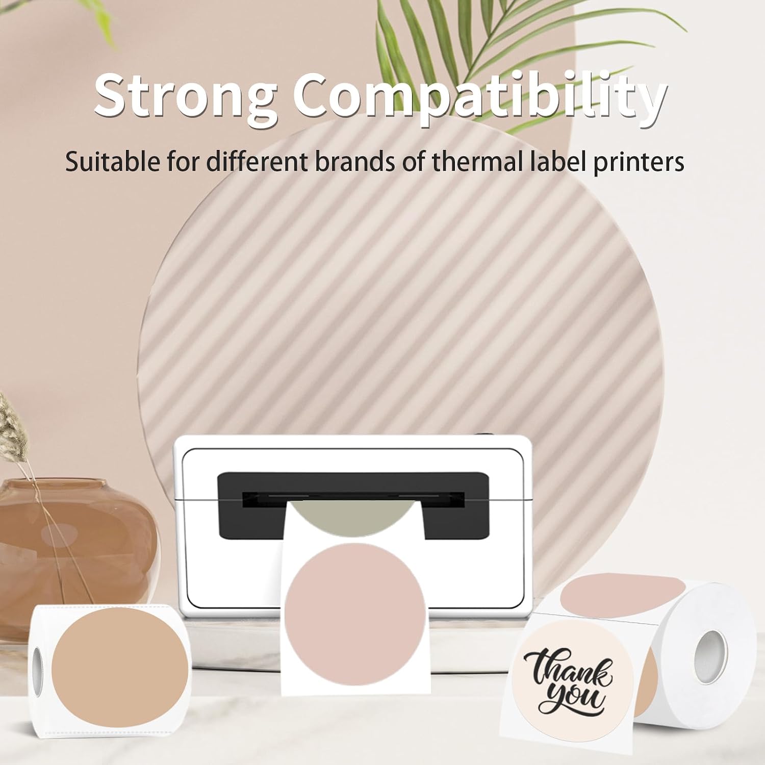 3 Inch Thermal Label,Morandi Round Thermal Printer Label,Waterproof Thermal Stickers for DIY Logo Design,Name Tag,Thanks Card 300 Labels/Roll (Morandi)