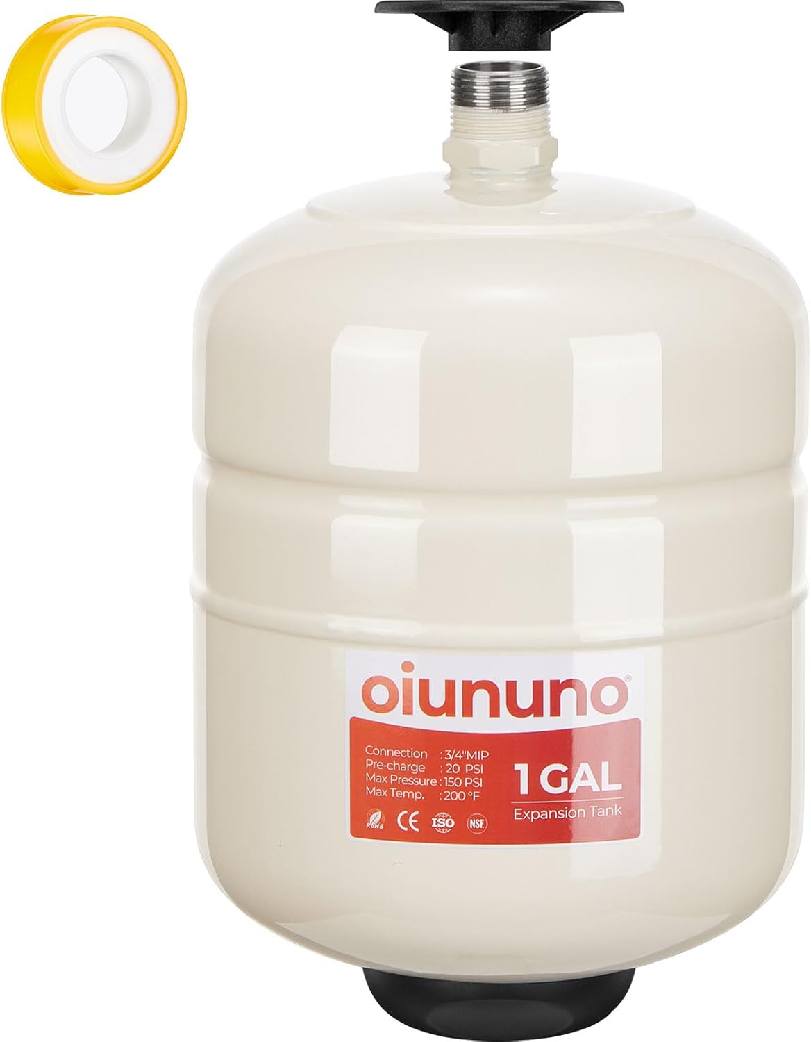 Potable Thermal Expansion Tank 1 Gallon, 3/4" MNPT Connection, Compact Design for Water Heater, RV, Marine, Boat, Off-Grid Systems, Residential Plumbing & Solar Thermal