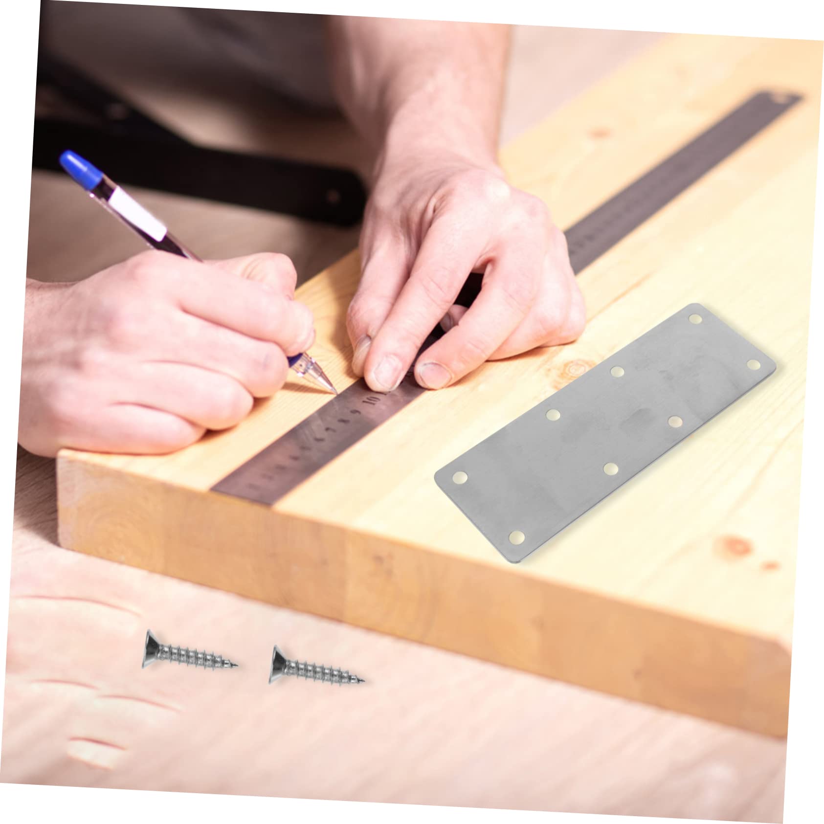 FUNOMOCYA 2 Sets Stainless Steel Corner Code Shelf Brackets Hood Wall Mount Mending Flat Bracket Mending Bracket Plate Flat Straight Brace Corner Shelf Holder Corner Bracket Silver