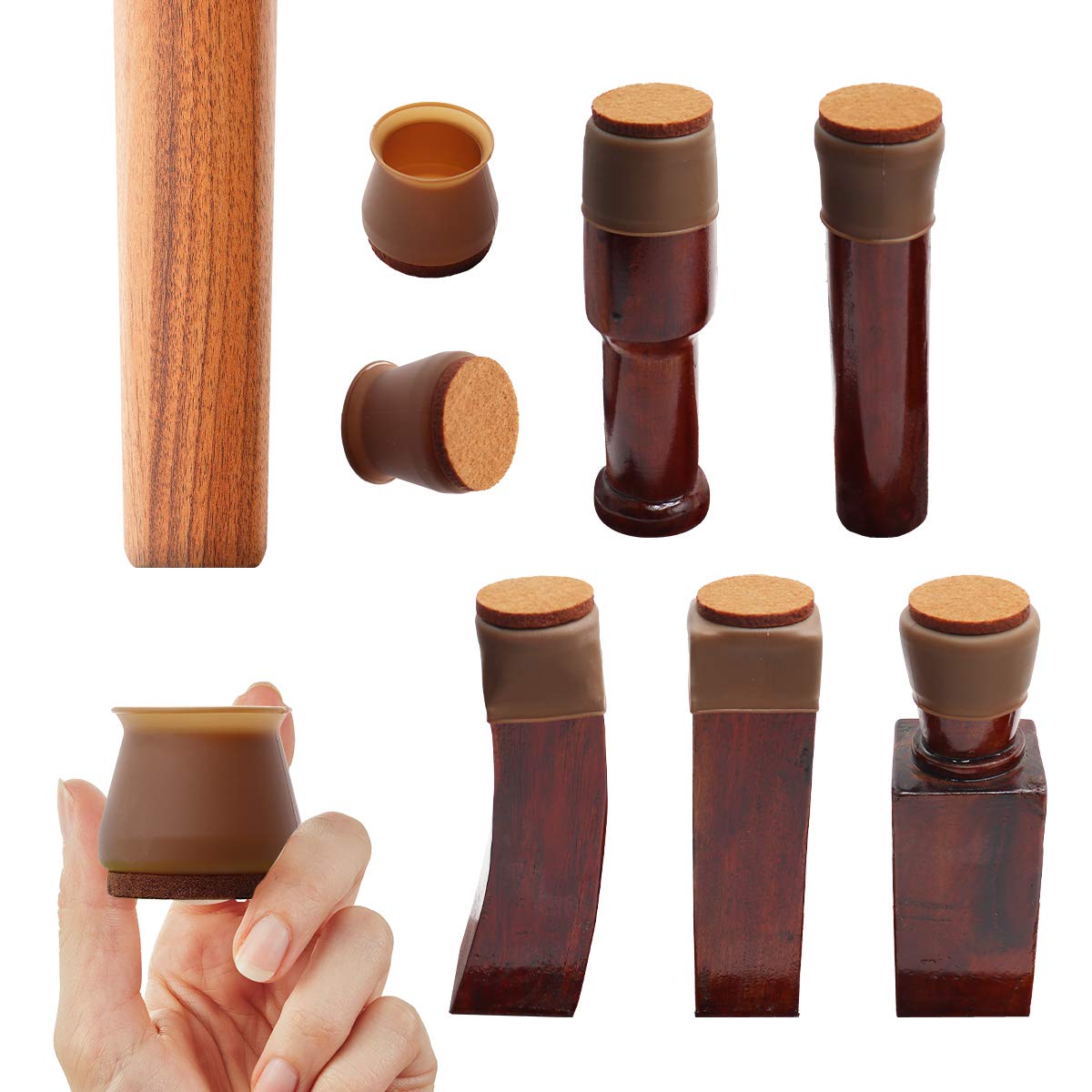 24 Pack Dark Walnut Color Chair Leg Protectors for Hardwood Floors, Silicone Chair Leg Caps Furniture Protection Cover Anti-Slip Felt Furniture Pads Fit 1.18� � 1.77� (B08S3NH8RY) Amazon Price History, Amazon Price Tracker