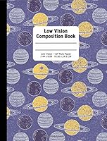 Low Vision Notebook Composition Book: Purple Planets Saturn : 160 Pages, 1/2 Inch Line Spacing, Dark Lined Paper for Vision Impairment, Softcover, Student Exercise Book 1723037885 Book Cover