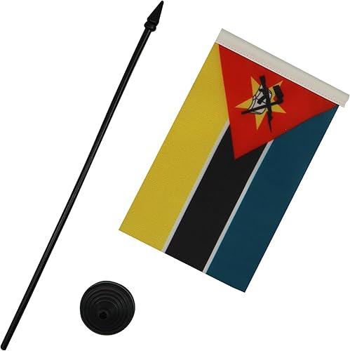 Miniatura 386 de Bandera de mesa Sierra Leona de 5 x 8 pulgadas, bandera de escritorio de Sierra Leona, 8.3 x 5.5 in, barra y base de plástico negro AZ FLAG