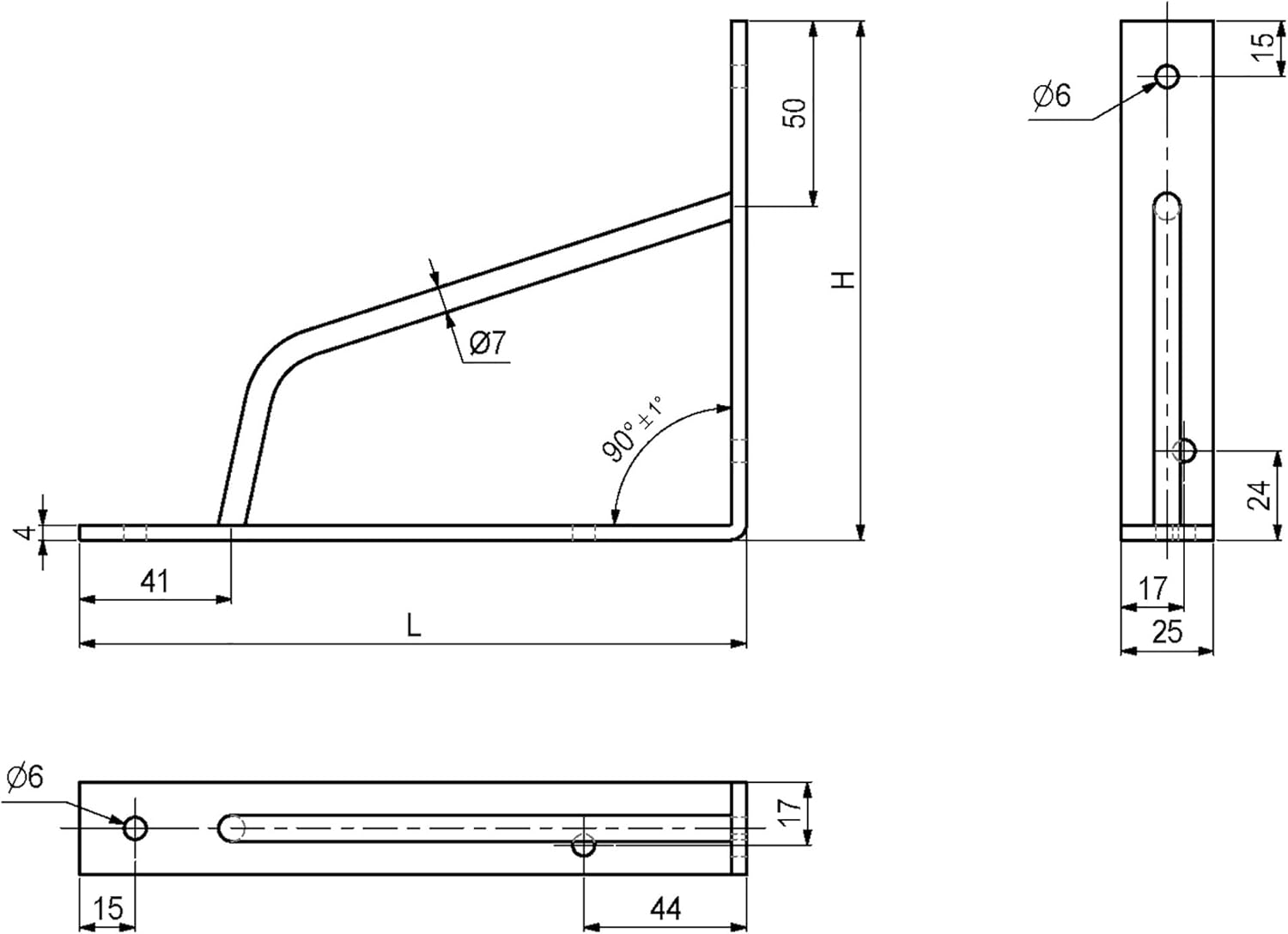 Grey/Matt Silver Shelf Brackets Heavy Duty Steel Modern Design 180mm L x 140mm H x 4mm Thick (Pair)
