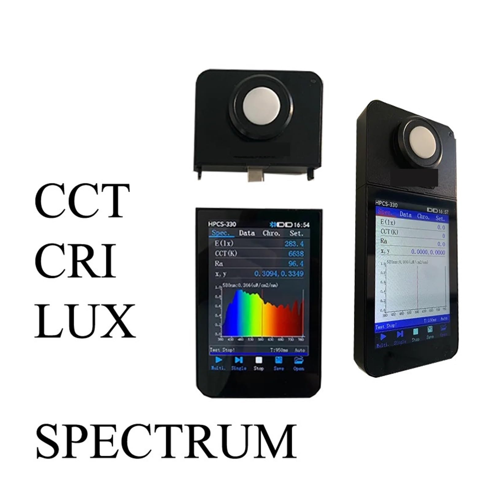 Espectrómetro Portátil, Espectrómetro Medidor de espectro luz CRI Probador lux CCT