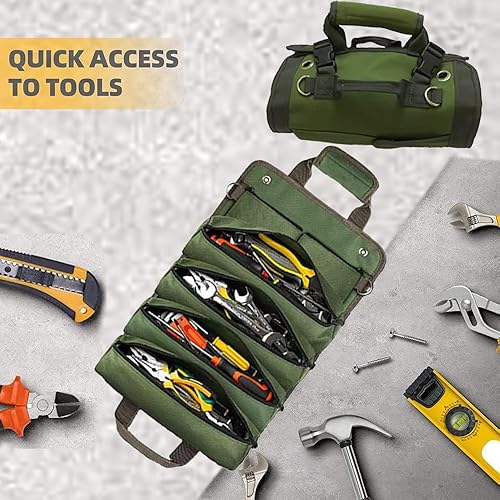 Miniatura 4 de Bolsa de herramientas enrollable de 23 bolsillos, organizador de herramientas para hombres, almacenamiento portátil de herramientas con bolsa con