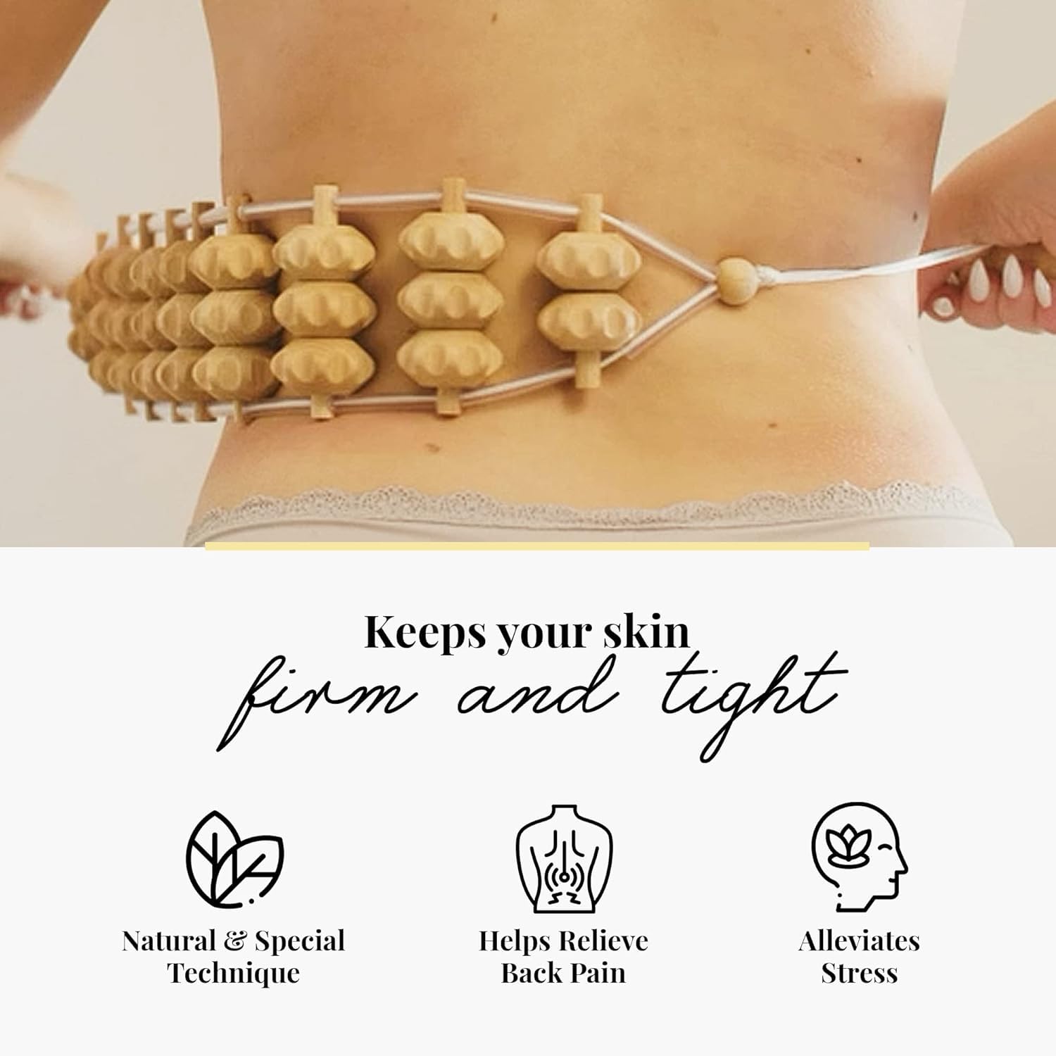 BLEQYS by Wood Back Massager Roller Rope, Manual Massage Strap for Back, Neck, Shoulders, Legs, Waist Pain Relief, Wooden Therapy Lymphatic Anti Cellulite Muscle Recovery Massage Tool (rope wooden) BLEQYS by Wood Back Massager Roller Rope, Manual Massage Strap for Back, Neck, Shoulders, Legs, Waist Pain Relief, Wooden Therapy Lymphatic Anti Cellulite Muscle Recovery Massage Tool (rope wooden)