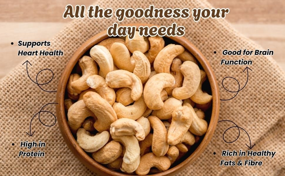 Image of NutraVibez cashew 250gm | Crunchy Whole Cashew Nuts | Healthy Protein-Rich Snack | Immunity Booster | Gluten-Free, Vegan | Fresh & Crunchy Kaju (250 Gm)