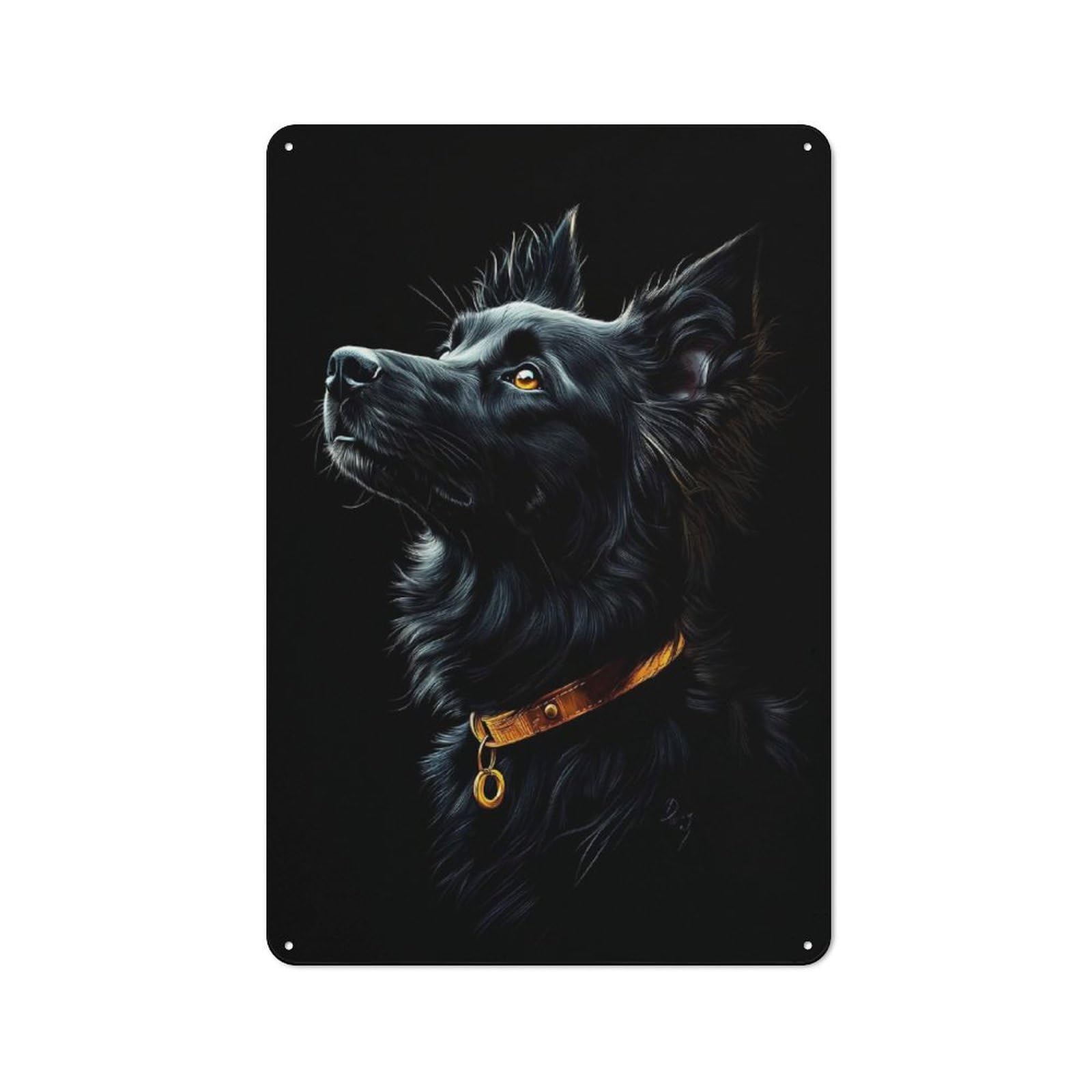 Junmoney Style-15 Black & Gold Australian Shepherd Vintage Metal Plaque 30X20cm For Hobby Room Or Studio, For Kitchen, Dining Room And Home Bar Wall Decor