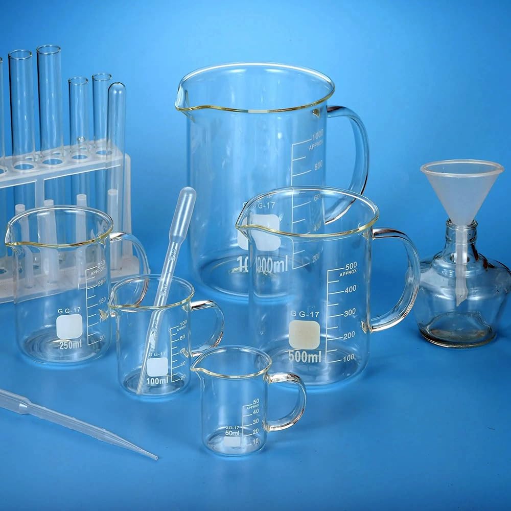 Zlewka ze szkła borokrzemowego, Zlewka laboratoryjna odporna na ciepło ze szkła borokrzemowego z uchwytem i podziałką, wiele rozmiarów(1000ml)