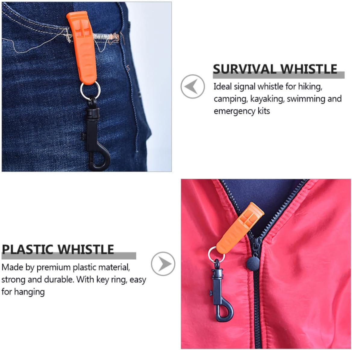 5pcs Plastic Emergency Whistle for Pet Dog with Portable Design, Easy to Carry Outdoor for Kayaking and Hiking, Bright Orange Safety Whistle for Lifeguards and Camping