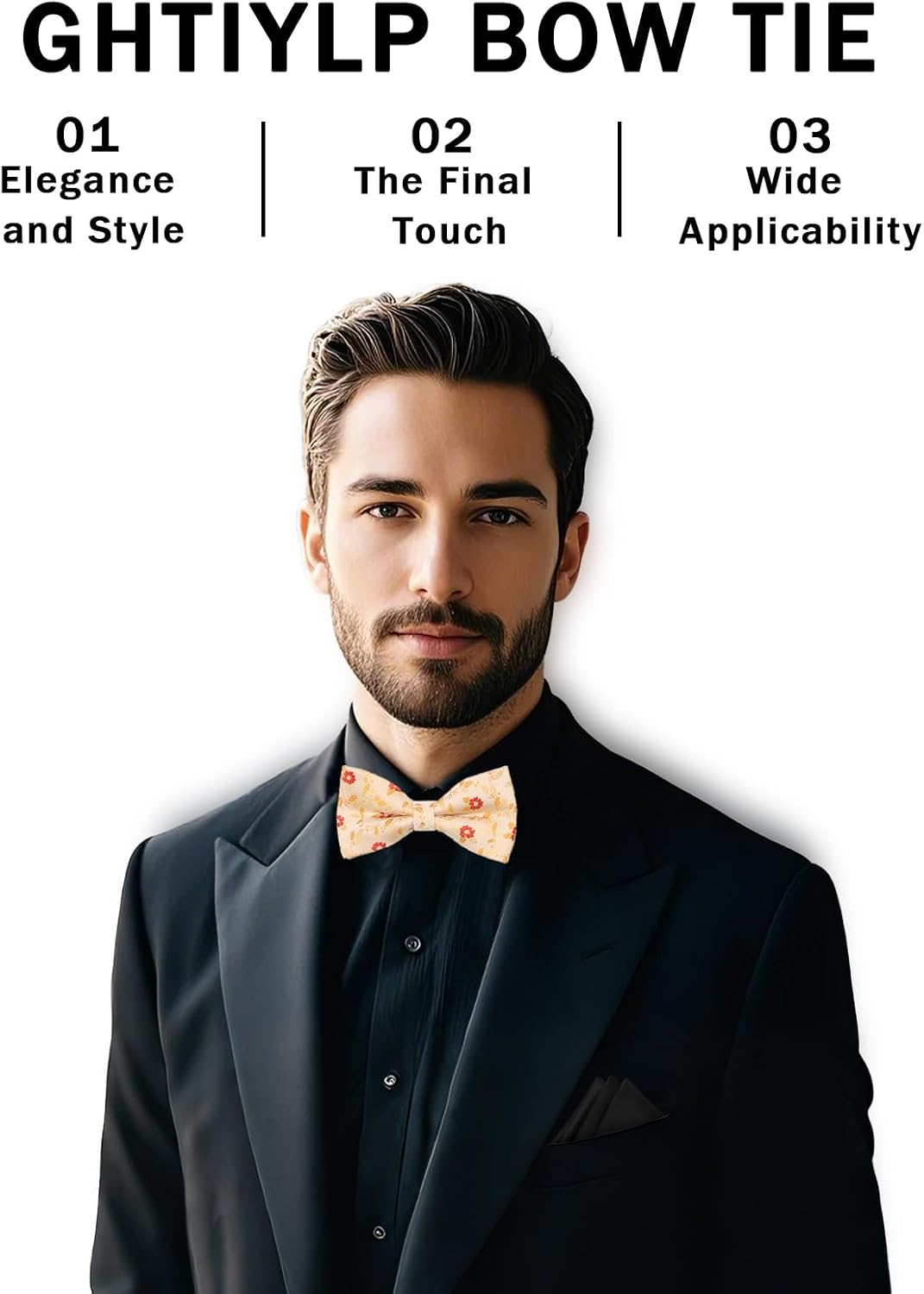 Pre-tied Floral Bow Ties for Men Adjustable Pattern Satin Bow Tie | Satin Finish, Wedding Accessories, Flower Design, Easy to Use, Comfortable and Soft, Adjustable Size, Versatile