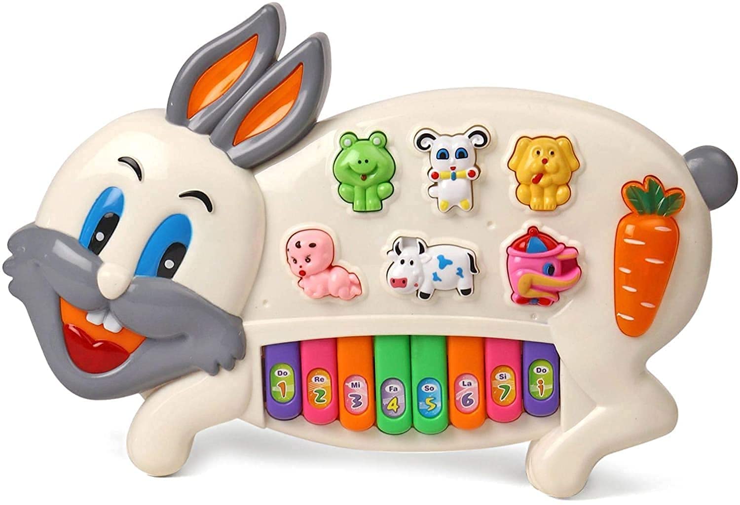 Toyporium Rabbit Musical Piano Keyboard with 3 Modes Animal Sounds, Flashing Lights & Wonderful Music Toy Game for Kids Children Multicolor (B08RXH4HG9) Amazon Price History, Amazon Price Tracker