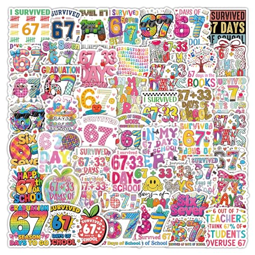 Image of 60PCS Six Seven Graduation Stickers, Funny 6 7 Meme Stickers for The Class of 2026 | Viral Graduation Gifts & Party Favors, Waterproof Vinyl Decals for Diploma, Cap & Cards