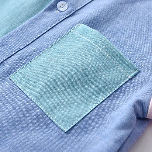 Toddler Baby Boys Long Sleeve Lapel Button Down Shirt Color Matching Tshirt Western Shirts Fall&Winter Top4