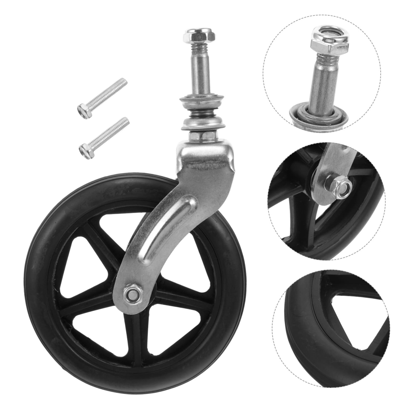 FRCOLOR 1 Set Rubber Wheelchair Front Wheels with Brackets Wheelchair Bearings Wheelchair Wheels Steel Pipe Wheelchair Wheels with Bracket