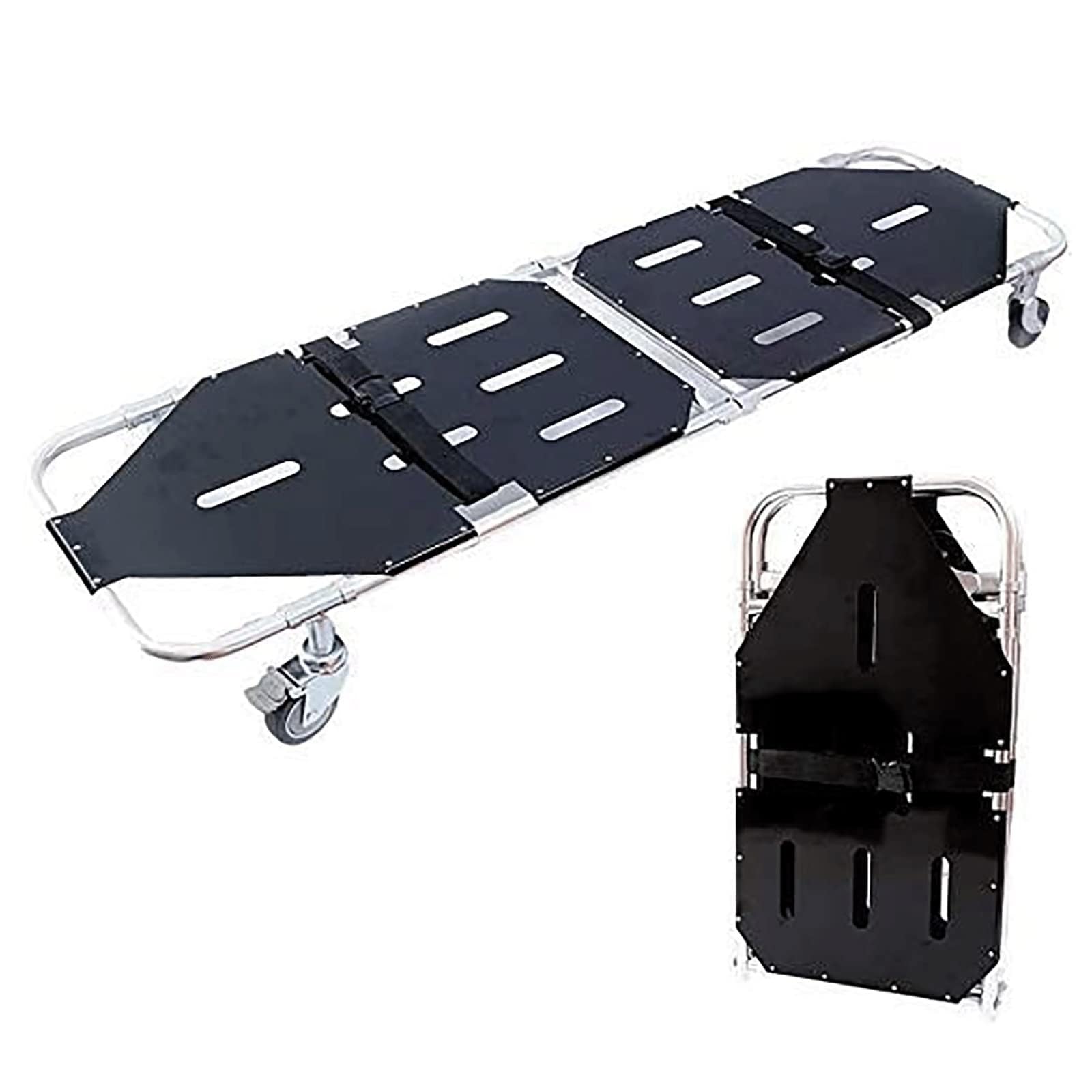 SGKOMN Emergency Rescue Stretcher, Portable Stainless Steel Folding Stretcher with 4 Wheels First Aid, Portable Outdoor Lifesaving Stretcher, Back Stretcher, for Patient Transport