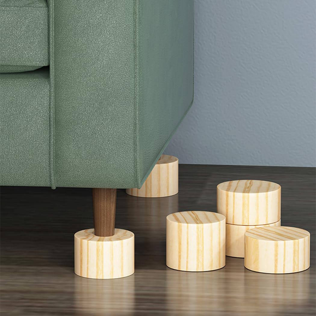4 Elevadores de Sofá Madera Maciza, Muebles Resistentes, Patas Soporte for Cama, for Mesa, Silla(10 x 15cm)