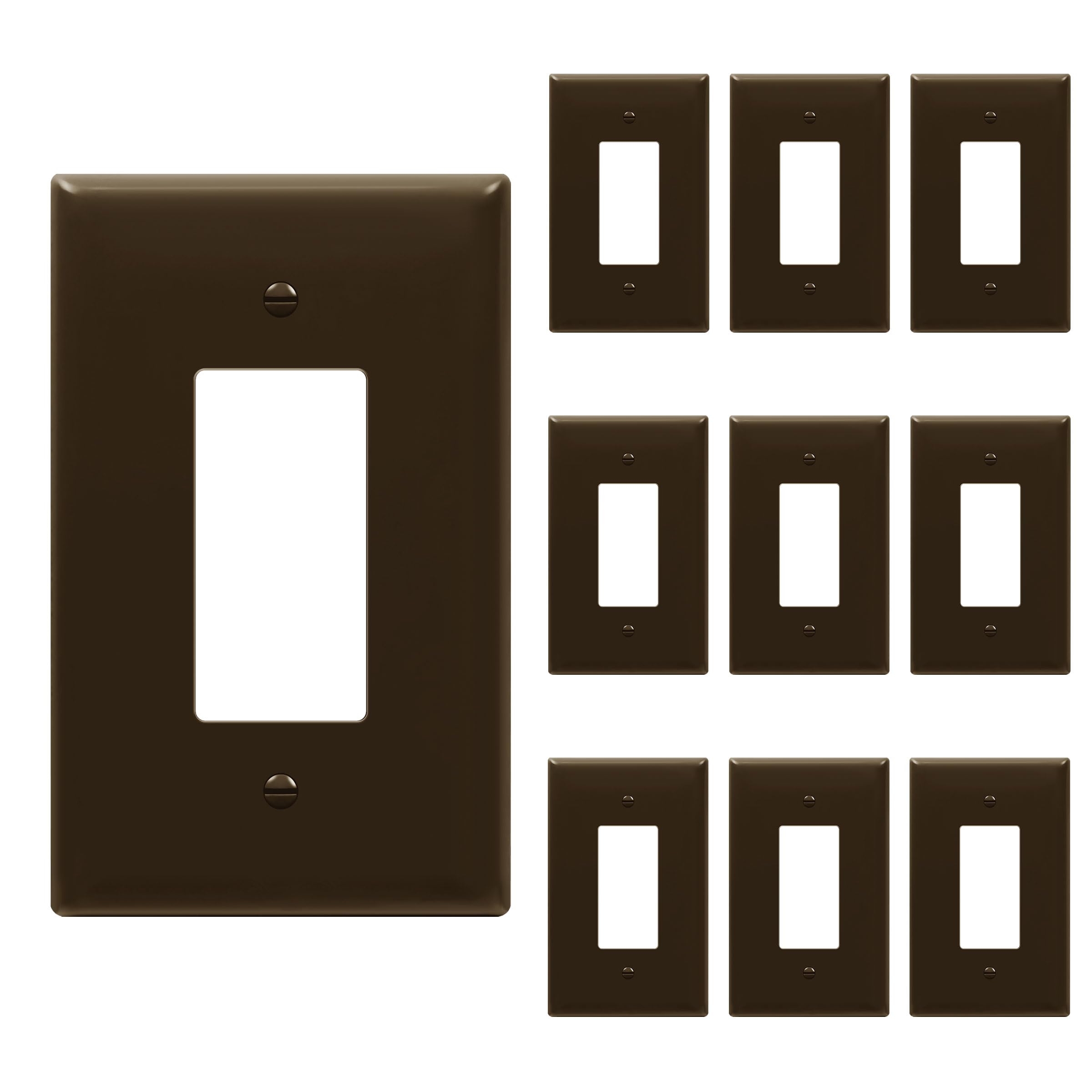 ENERLITES 1-Gang Brown Oversize Decorator Switch Outlet Wall Plate, 10 Pack
