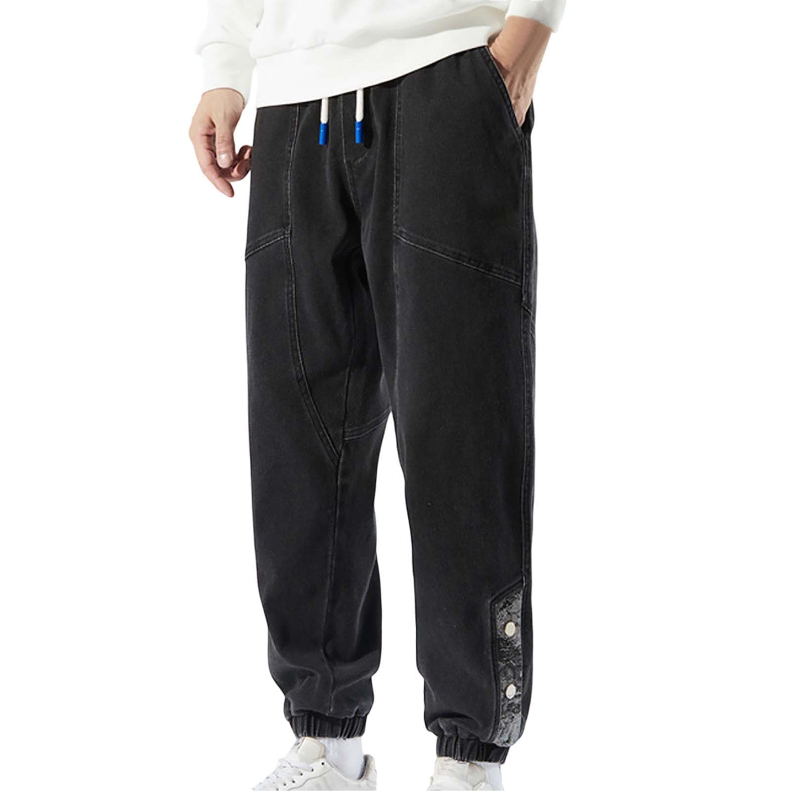 Pantalones Hombre Vaqueros-Pantalones Vaqueros de Moda para Hombre, Bordados, Tallas Grandes, con cordón, Pantalones de Trabajo para Hombre