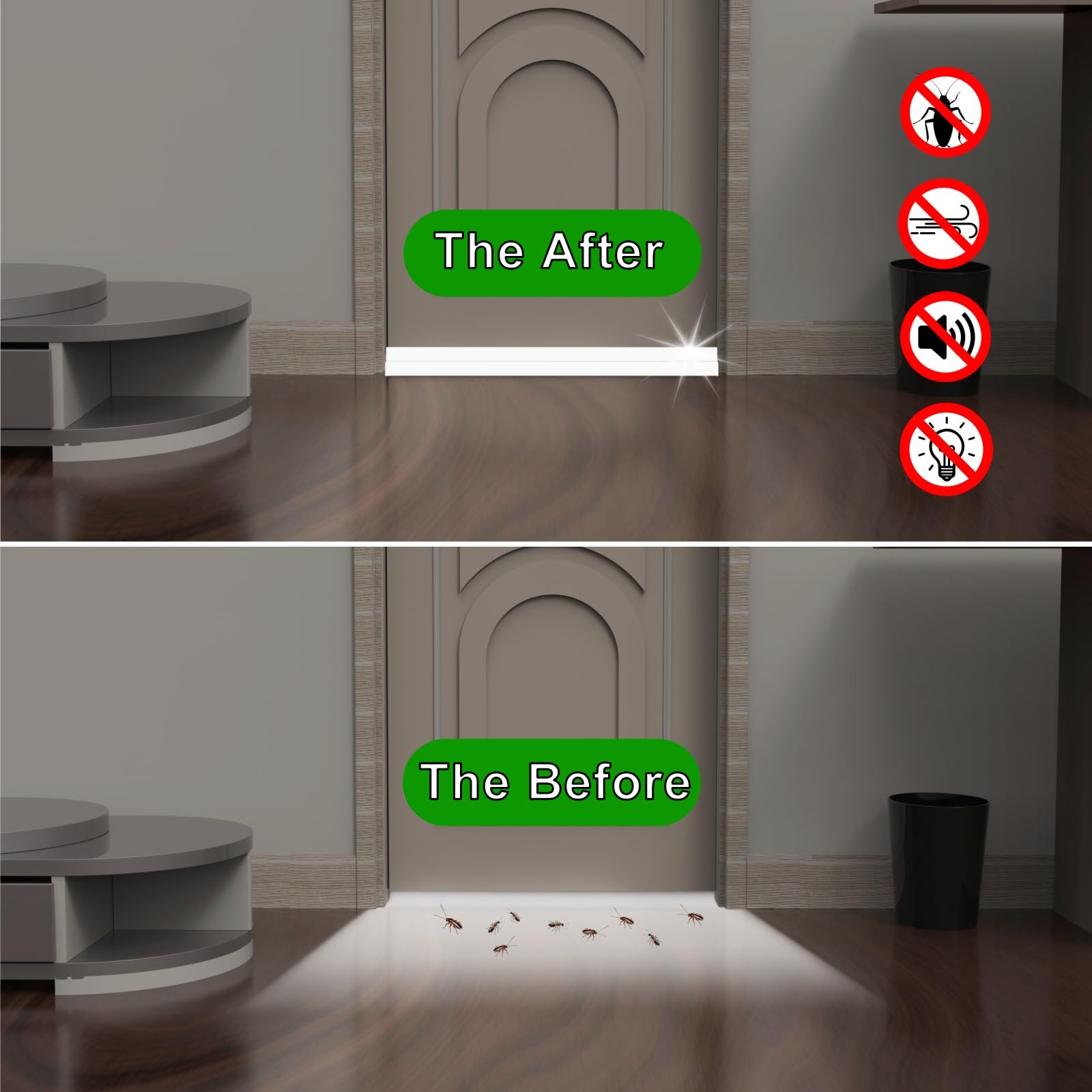 ALITAIYI Draft Excluder for Doors,Premium Silicone Door Draft Excluder Strip,Door Sealing Strip for Energy Efficiency,Draught Excluder to Block Drafts & Sound Proofing - Image 4