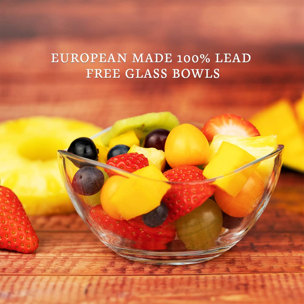 LAV Cuencos para Postres Cristal, Set 6, 310ml SIN PLOMO Cuencos de Vidrio, Cuencos de Helado, Tazones para Salsas, Ensaladera de Vidrio, Tazas para Postres, Bol Natillas