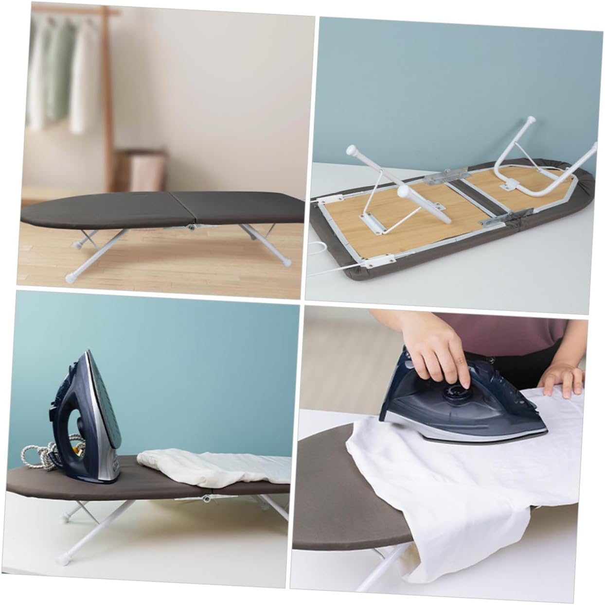 Foldable Small Tabletop Ironing Board with Heat-Resistant Cover Compact Ironing Frame for Home and Travel Use