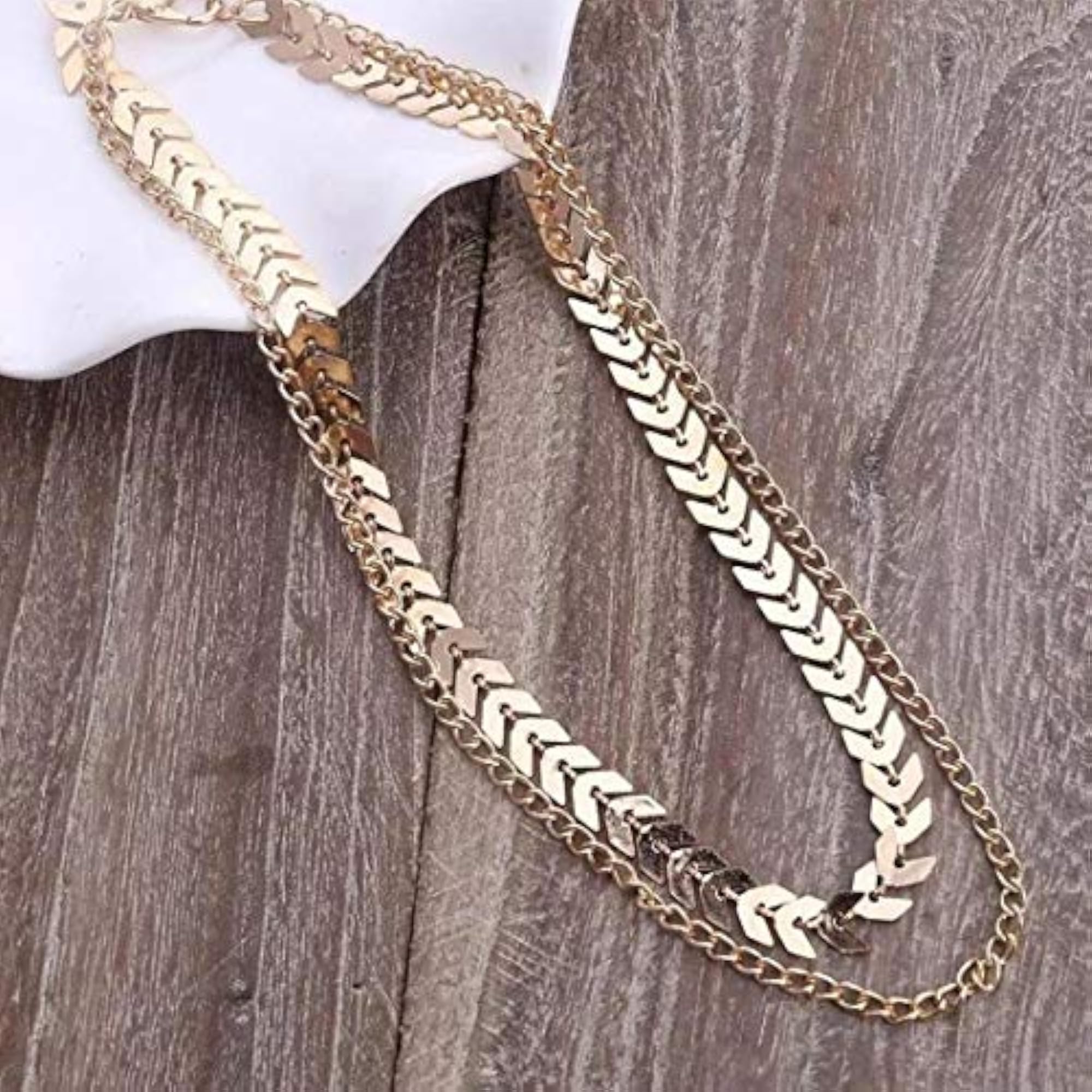 Fish Bone Dual Chain Necklace for Women - Birthday Anniversary Gift
