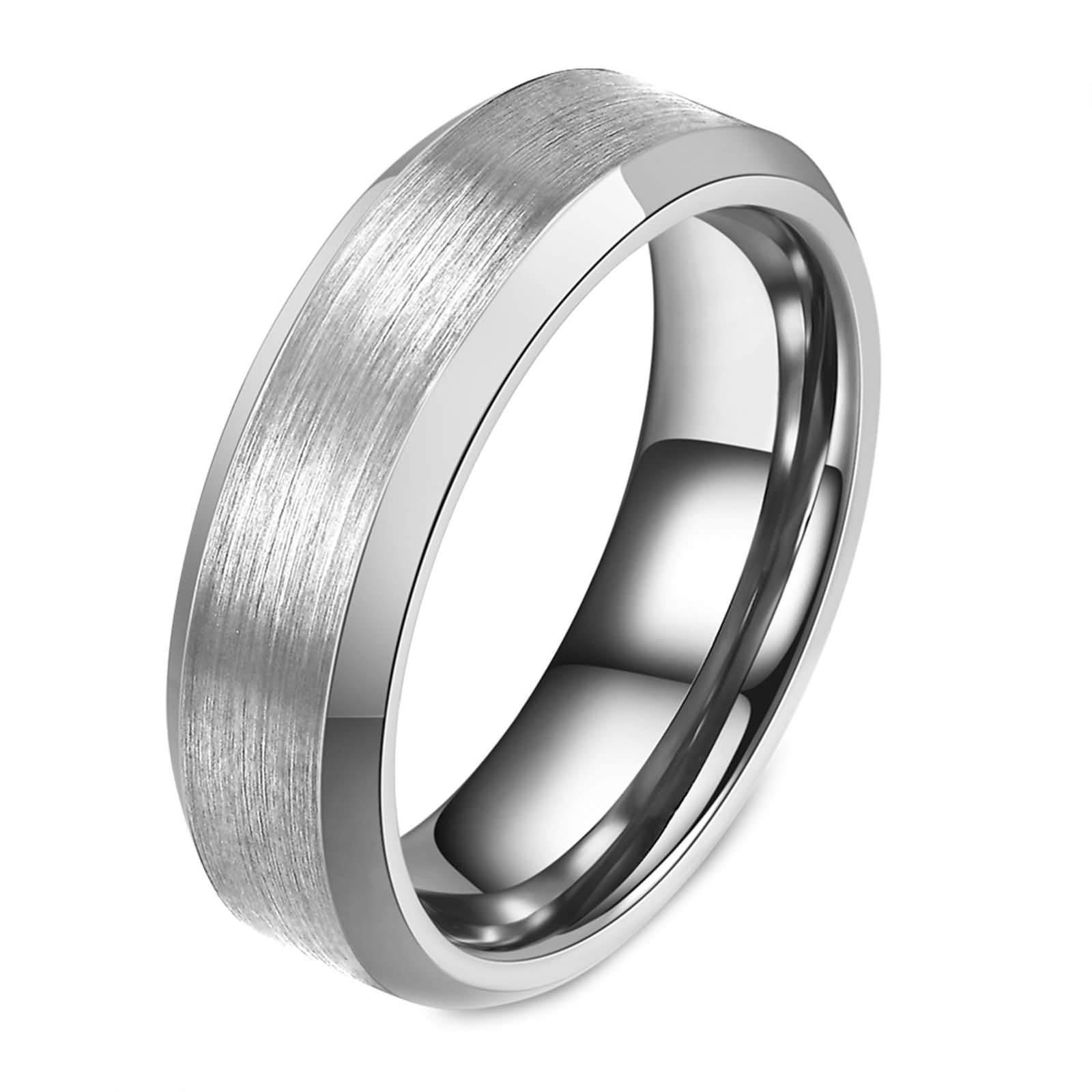 Anillo Tungsteno de Mujer Grabado Personalizado,Anillos 4/6/8MM con Redondo Mate Anillos Compromiso Plata Anillos de Compromiso Pareja