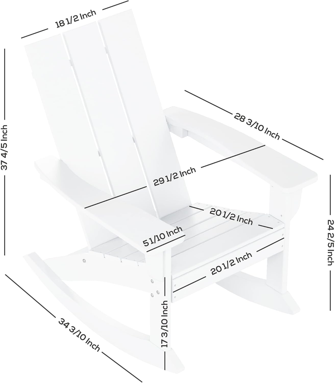 WestinTrends Ashore Patio Rocking Chairs Set of 2, All Weather Poly Lumber Plank Adirondack Rocker Chair, Modern Farmhouse Black Rocking Chairs for Porch Garden Backyard and Indoor