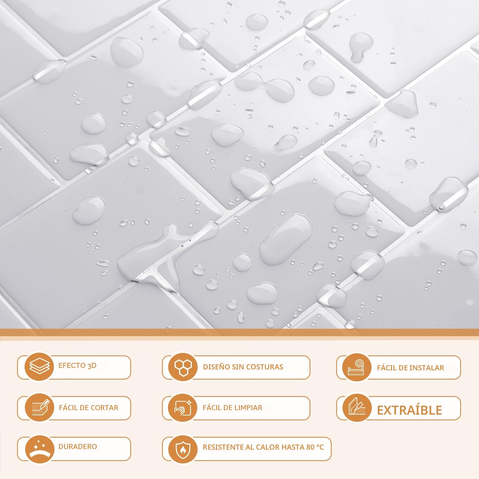 CRE8TIVE Baldosas Adhesivas Pared Cocina 30.5cm x 30.5cm 16 Piezas Azulejos Adhesivos Blanco Baldosas Adhesivas Pared Cocina 3d Moderno Sala de Estar Escaleras Cenefas Adhesivas Baño Impermeable