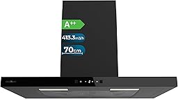 Cecotec Campana Extractora en forma de T Bolero Flux TT 704400 Black A++, 70cm, 413,3m³/h de succión, Clase A++, Control Táctil Invisible, Hand Movement Control, Función Booster, Filtros Lavables
