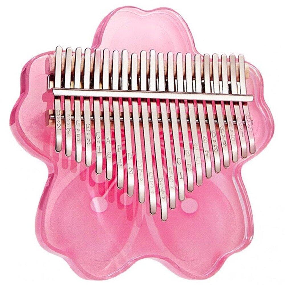 Mignon Pouce Piano Kalimba 17 Touches Rose Fleur De Cerisier En Forme Transparent Mini Doigt Piano Kalimba Instrument De Musique Pour Les Enfants