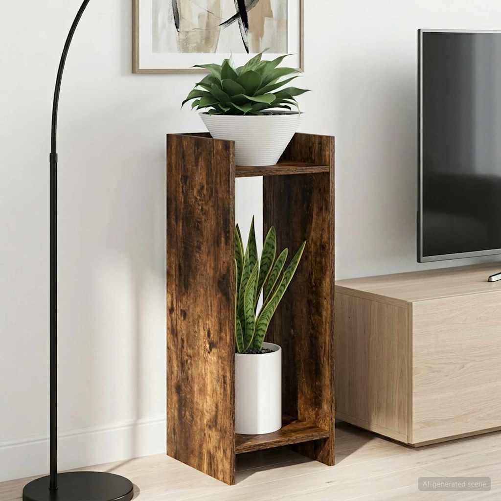 Supporto per piante in rovere affumicato, 30 x 30 x 80 cm