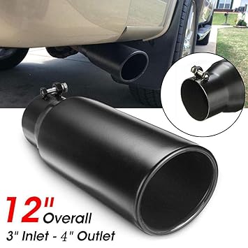 3 Inlet Muffler Tip Universal Replacement Exhaust Tips for Truck Black Stainless Steel Car Exhaust Pipe Tail Throat 4